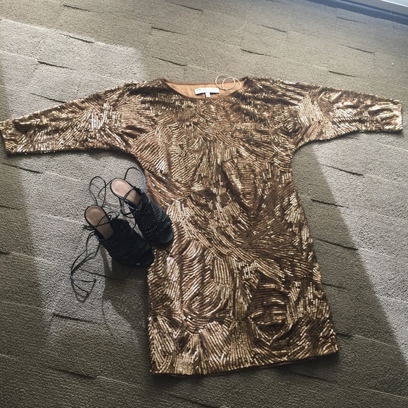 🌸OFFERS!!🌸 Trina Turk Bronze Sequin Dress - Picture 1 of 7